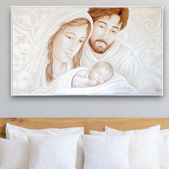 Capoletto classico capezzale sacra famiglia 122x72 quadro per camera da letto