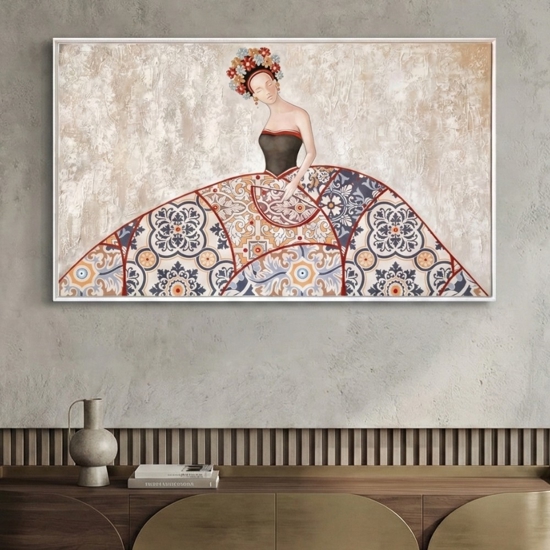 Quadro moderno dama 120x70 tela decorata