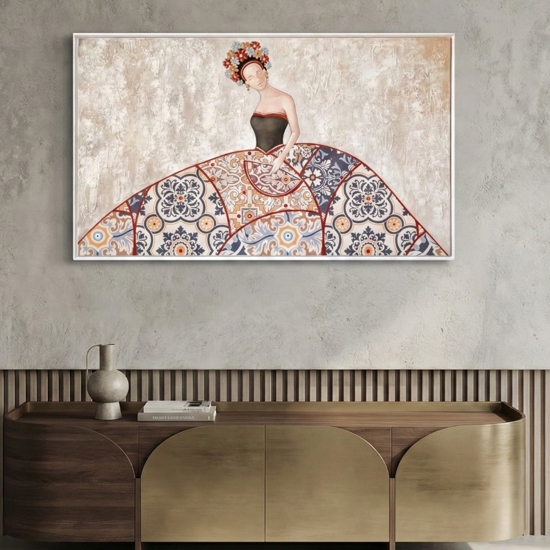 Quadro moderno dama 120x70 tela decorata