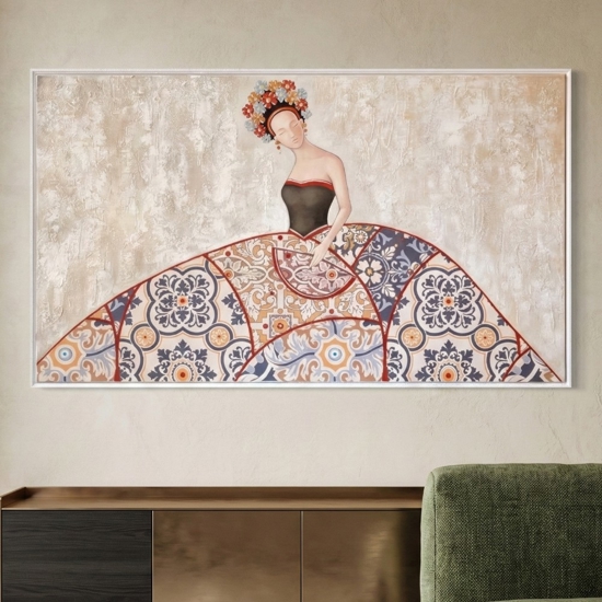Quadro moderno dama 120x70 tela decorata