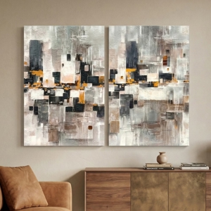 Coppia di quadri 60x90  astratti dipinti moderni tele per soggiorno
