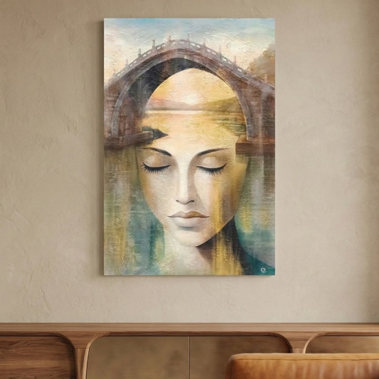 Quadro astratto 50x70 anima femminile particolari dorati