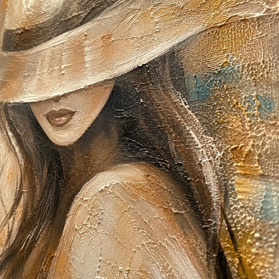 Quadro 50x70 la donna del mistero tela decorata in oro