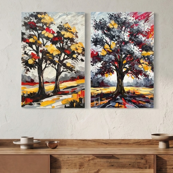 Quadri astratti 50x70 alberi di amore tele decorate verticali