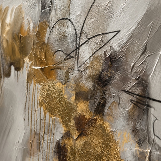 Quadro astratto 80x120 cm grigio e oro cornice grigia