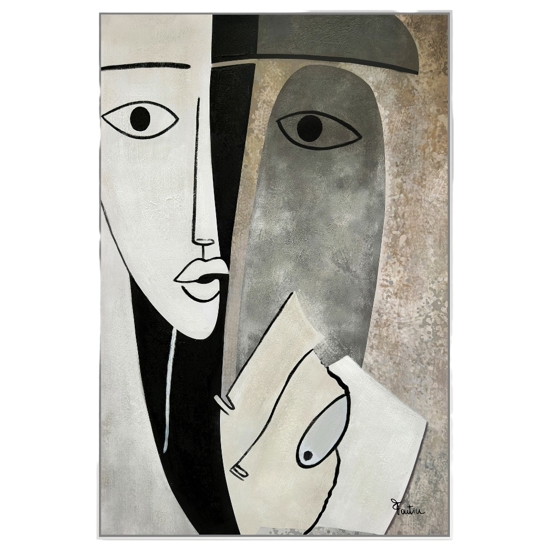 Quadro astratto figurativo artistico materico con cornice 80x120