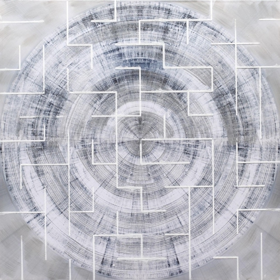 Quadro astratto 100x100 dipinto azzurro grigio per soggiorno