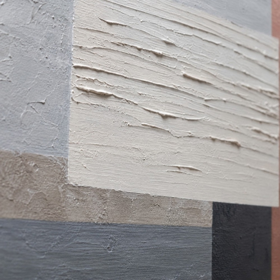 Quadro astratto geometrico 60x120 cm pittura in rilievo cornice