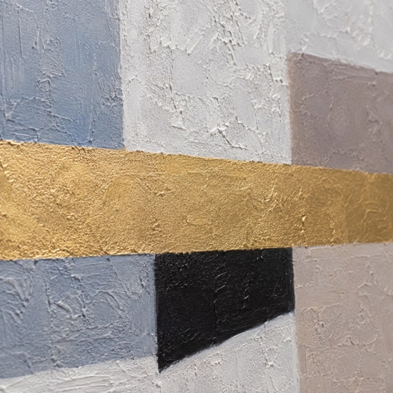 Quadro astratto quadrato 100x100 cm cornice nera dipinto a mano