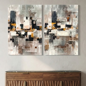 Coppia di quadri astratti 50x70 moderni decorati telaio francese