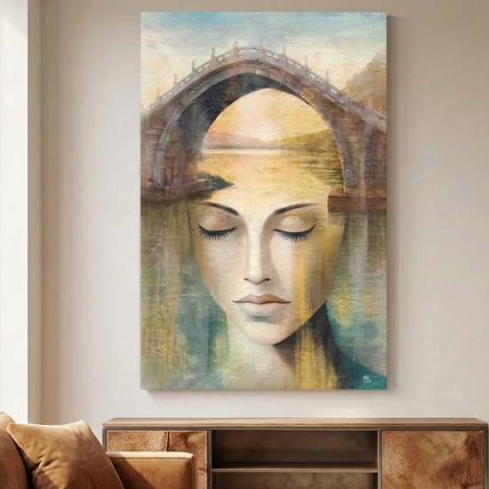 Quadro anima femminile 60x90 particolari dorati cornice francese