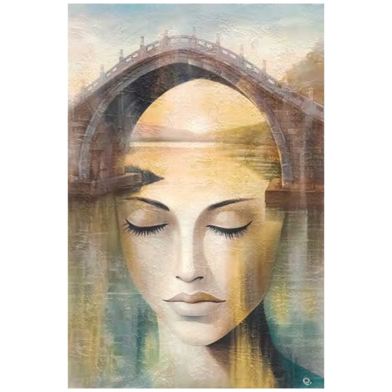 Quadro anima femminile 60x90 particolari dorati cornice francese