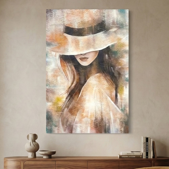 Quadro verticale 60x90 la donna del mistero tela decorata
