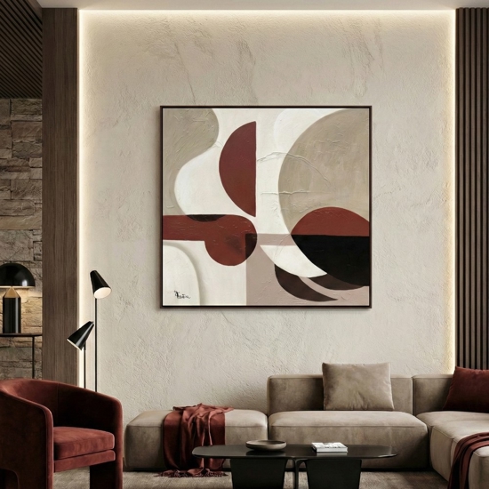 Quadro astratto moderno tela materica con cornice 100x100