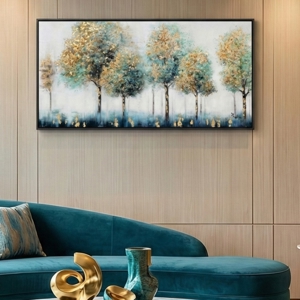 Quadro moderno con cornice nera 150x70 cm foresta decorata