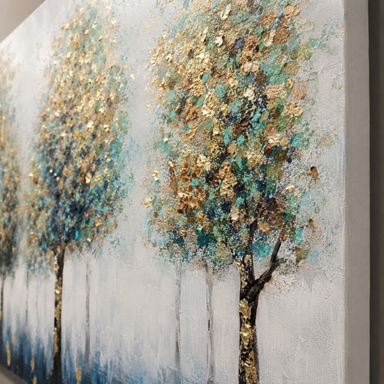 Quadro moderno con cornice nera 150x70 cm foresta decorata