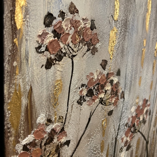 Quadro floreale 80x120 cm con cornice nera colori caldi