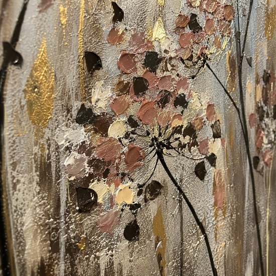 Quadro floreale 80x120 cm con cornice nera colori caldi