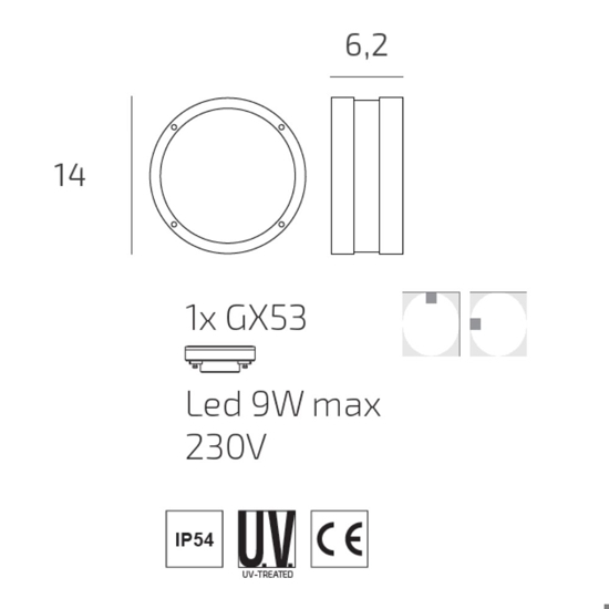 Plafoniera da esterno corten rotonda top light soho