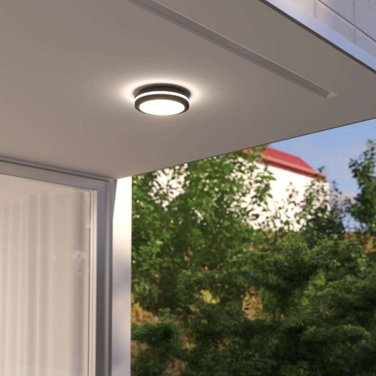 Plafoniera rotonda antracite per esterno balcone top light soho