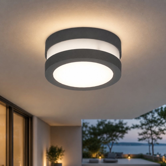 Plafoniera rotonda antracite per esterno balcone top light soho