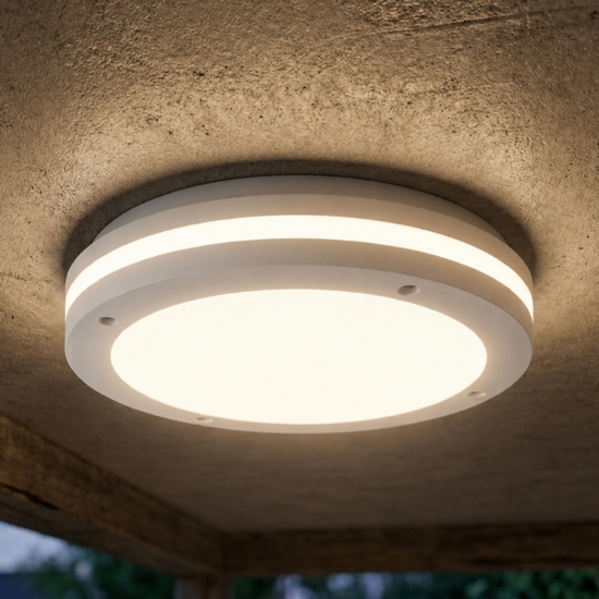 Top light soho plafoniera bianca da esterno rotonda ip54