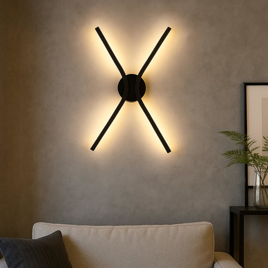 Applique da parete led 16w cct nera minimalista