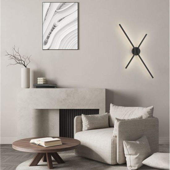 Applique da parete led 16w cct nera minimalista
