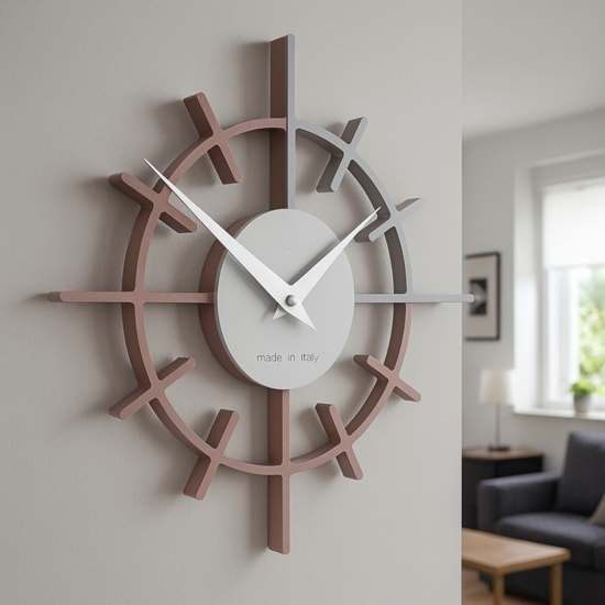 Orologio da parete moderno legno color grigio prugna