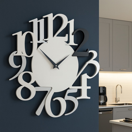 Orologio design numeri da parete moderno nero grigio