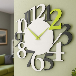 Orologio moderno numeri da parete legno verde mela grigio