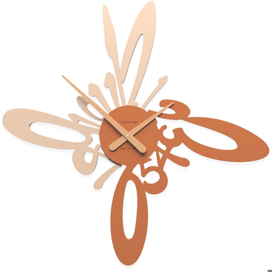 Armonico orologio moderno da parete legno colore terracotta