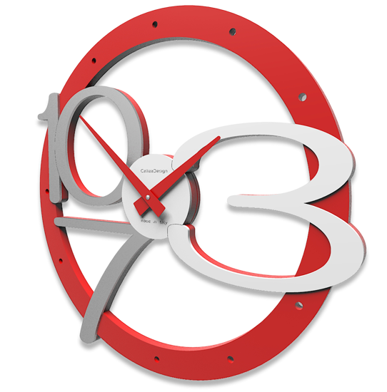 Orologio rosso da parete moderno in legno traforato 