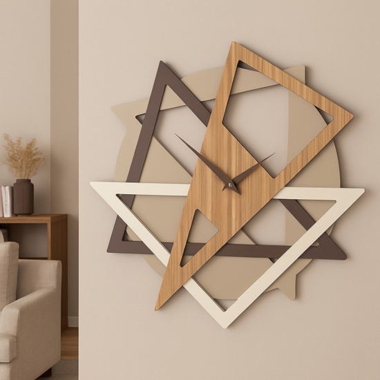 Orologio da parete design moderno geometrico legno nocciola