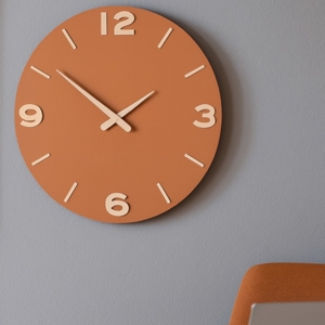 Orologio moderno da parete smarty legno colore terracotta 