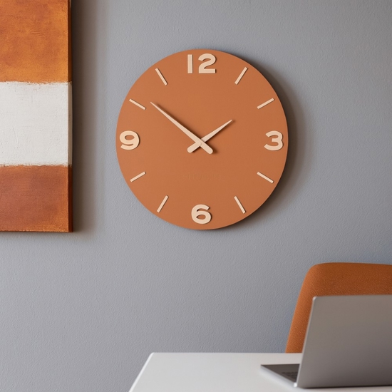 Orologio moderno da parete smarty legno colore terracotta 