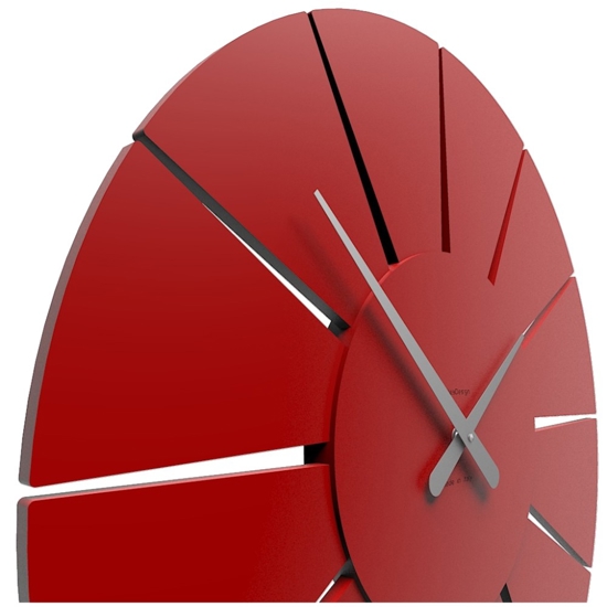 Orologio da parete moderno rotondo rosso rubino in legno