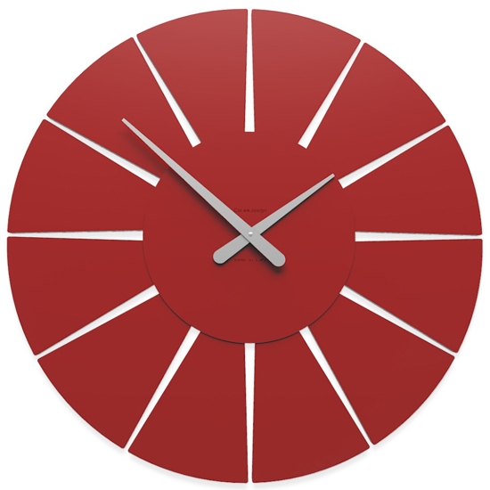 Orologio da parete moderno rotondo rosso rubino in legno