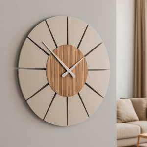 Orologio da parete moderno rotondo in legno per ufficio