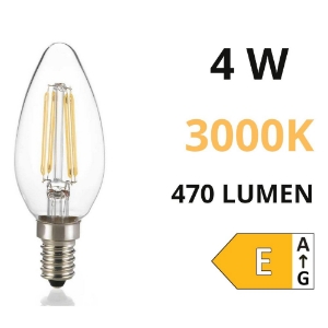 Lampadina e14 led 4w 3000k 470lm oliva trasparente filamento ideal lux
