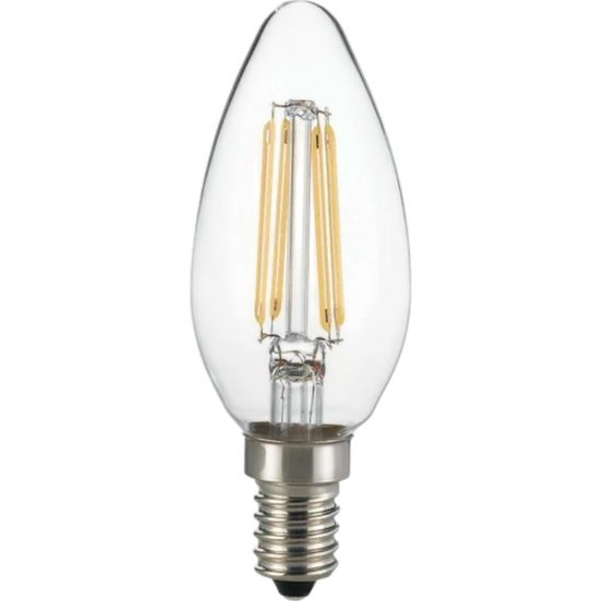 Lampadina e14 led 4w 3000k 470lm oliva trasparente filamento ideal lux