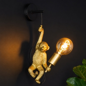 Applique scimmia oro lampada da parete scimpanzè con filo
