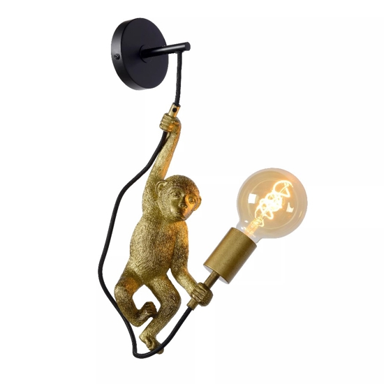 Applique scimmia oro lampada da parete scimpanzè con filo