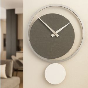 Orologio moderno radica grigia bianco a pendolo da parete