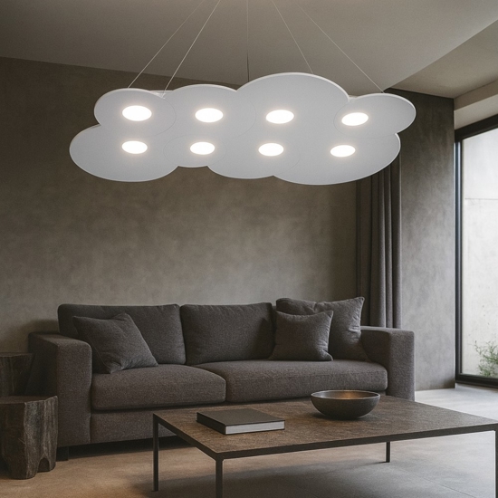 Lampadario moderno grigio toplight cloud per soggiorno