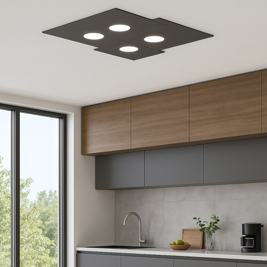 Plafoniera per cucina plate top light antracite moderna