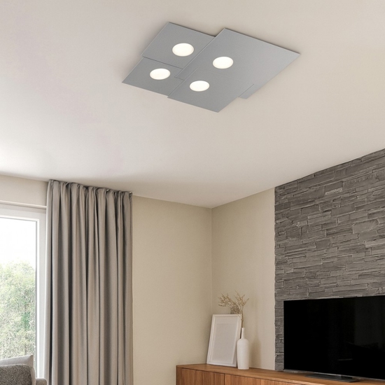 Plafoniera da cucina moderna quadrata grigio top light plate