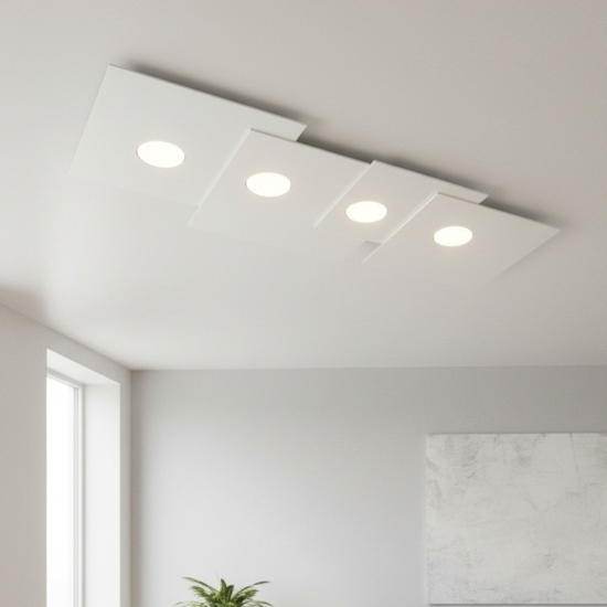 Plafoniera top light plate da cucina moderna bianca rettangolare