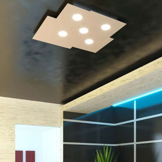Plafoniera per cucina moderna squadrata sabbia toplight plate