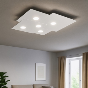 Plafoniera cucina moderna bianca toplight plate 5 luci